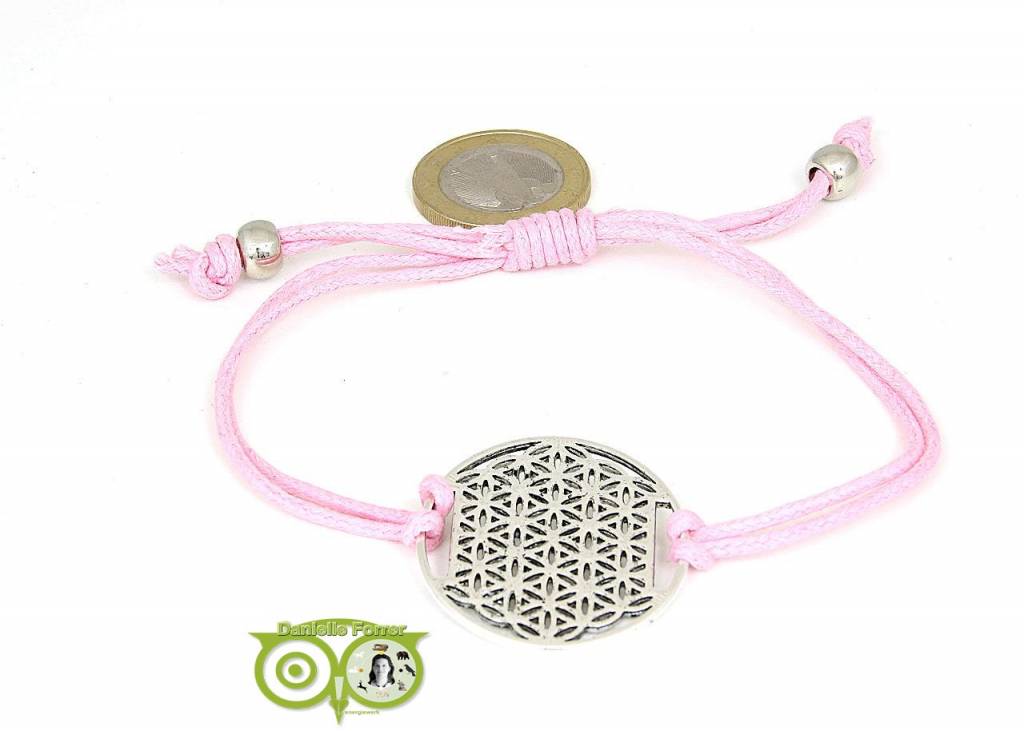 Armbandje: Flower of Life aan koordje (roze)