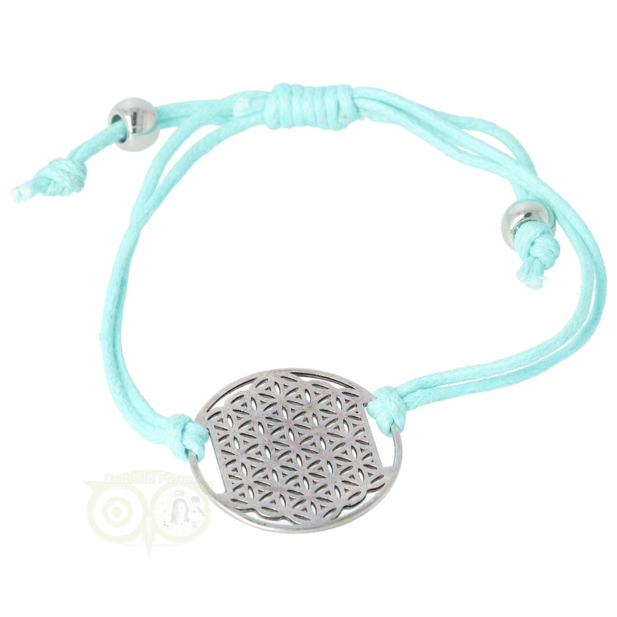 Armband: Blume des Lebens an einer Kordel (türkis)