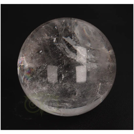Bergkristal bol 372 gram nr. 11 – zijaanzicht met subtiele regenboogglans links en fijne inclusies – Brazilië – Webshop Danielle Forrer