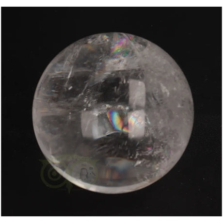 Bergkristal bol 353 gram nr. 12 – bovenaanzicht met regenboogspeling in helder kwarts – Brazilië – Webshop Danielle Forrer