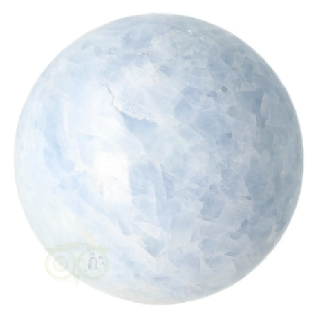 Blauwe calciet bol nr. 32 hemelblauw melkachtig glanzend – achteraanzicht – Webshop Danielle Forrer