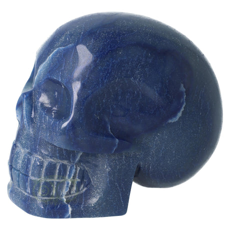 blauwe kwarts crystal skull met rustige uitstraling