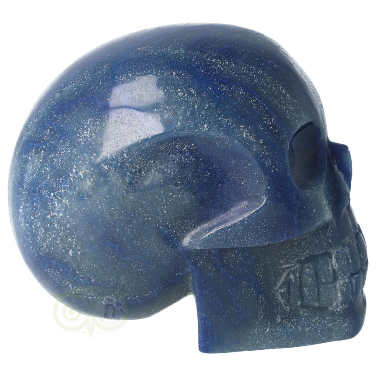 blauwe kwarts schedel met lichte blauwe tinten