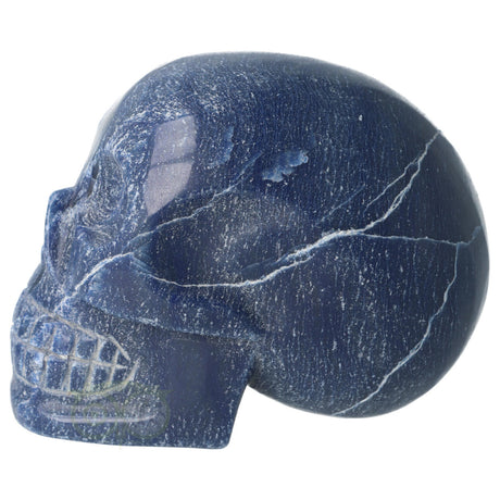 blauwe kwarts schedel edelsteen 1170 gram detail carving