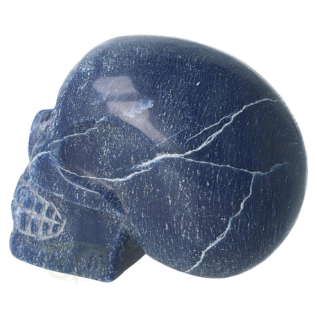 blauwe kwarts schedel met natuurlijke structuur en glans