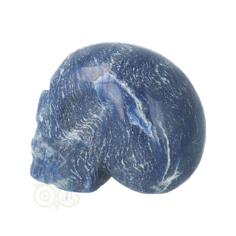 blauwe kwarts schedel edelsteen 606 gram detail carving