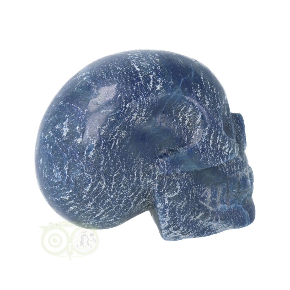 Blauwe kwarts kristallen schedel 606 gram