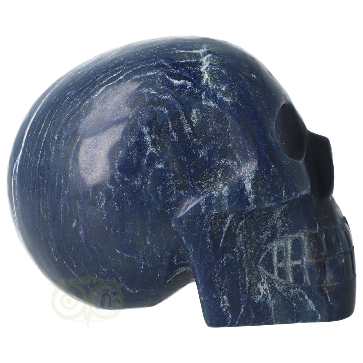 Blauwe kwarts kristallen schedel 854 gram