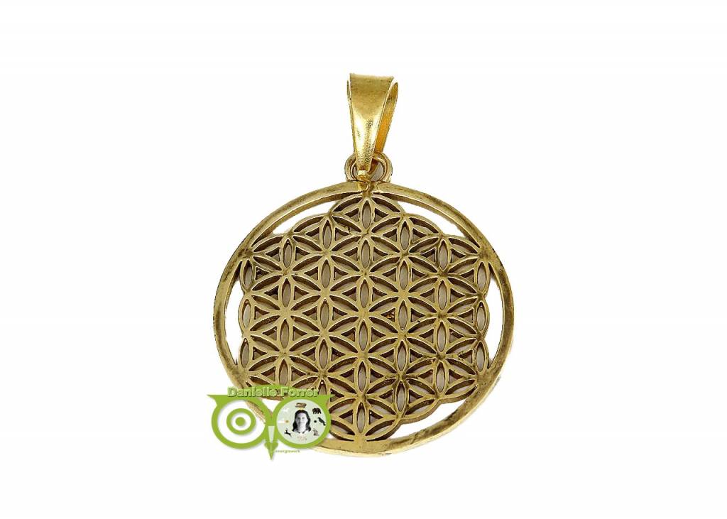 Bloem des Levens hanger messing goudkleurig (3 cm) ( Flower of Life)