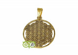 Bloem des Levens hanger messing goudkleurig (3 cm) ( Flower of Life)