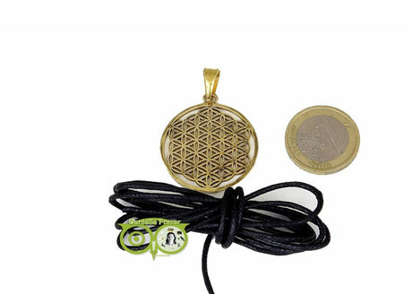 Bloem des Levens hanger messing goudkleurig (3 cm) ( Flower of Life)