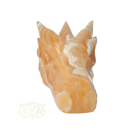 oranje calciet drakenschedel carving