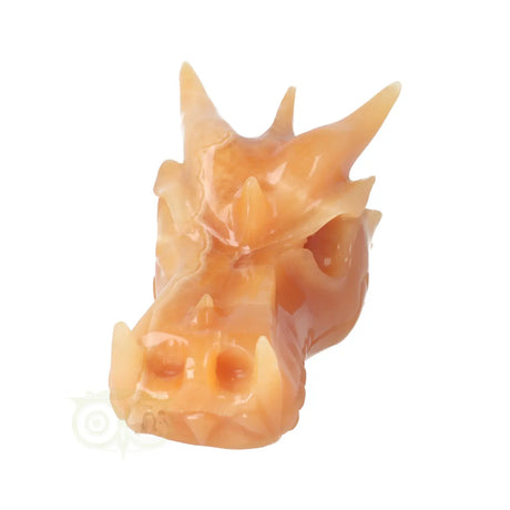 oranje calciet drakenschedel carving