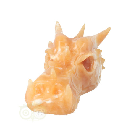 oranje calciet drakenschedel carving groot