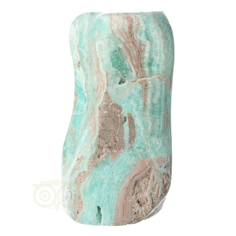 Calciet freeform sculptuur met blauw en beige accenten