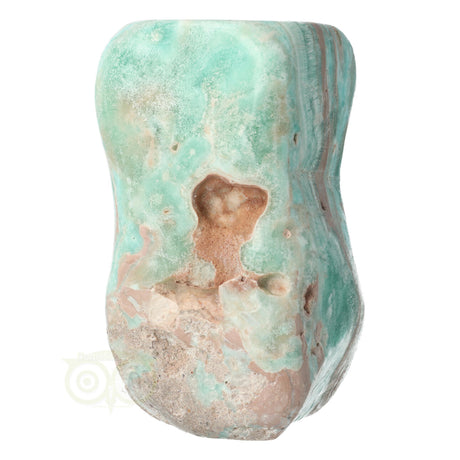 Calciet sculptuur met lichtblauwe en witte kleurschakeringen