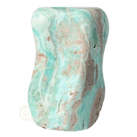 Edelsteen sculptuur met oceaanblauwe tinten en structuur