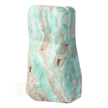 Calciet sculptuur freeform met oceaanblauwe tinten