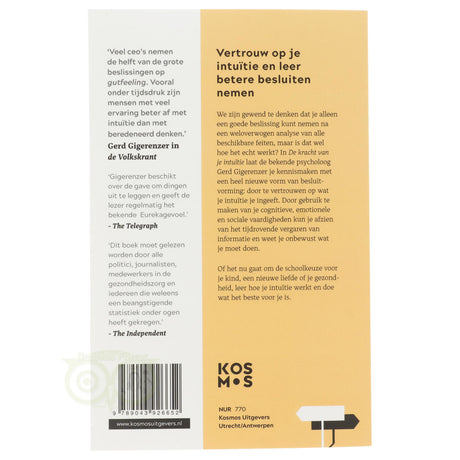 De kracht van je intuïtie - Gerd Gigerenzer - achterkant boek paperback – Webshop Danielle Forrer