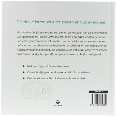De Stenenbijbel - Robert Simmons - achterkant boek hardcover – Webshop Danielle Forrer