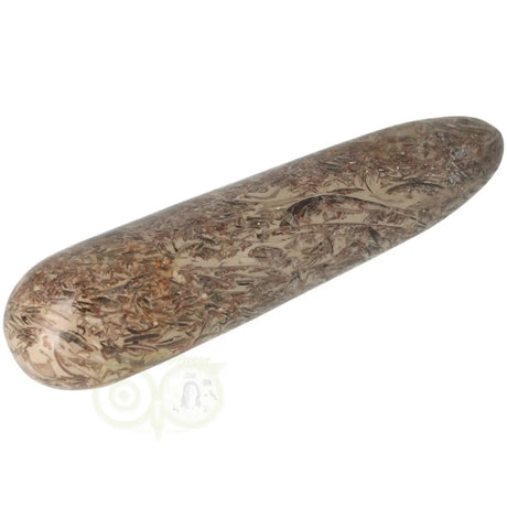 Jaspis massagestick met fossiele schelpen gepolijst en glad