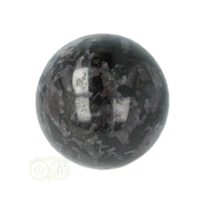 Gabbro Merliniet bol 176 gram nr. 11 Ø 4,81 cm – donkergrijs met witte vlekken gepolijst – Madagascar – Webshop Danielle Forrer