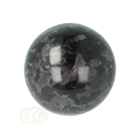 Gabbro Merliniet bol 176 gram nr. 11 – bovenaanzicht zwart-grijs met witte mineralenvlekken – Webshop Danielle Forrer