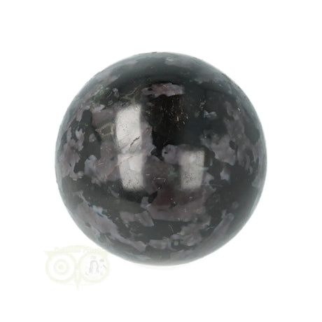 Gabbro Merliniet bol 176 gram nr. 11 – frontaal met contrast tussen donkere gabbro en lichte merliniet zones – Webshop Danielle Forrer