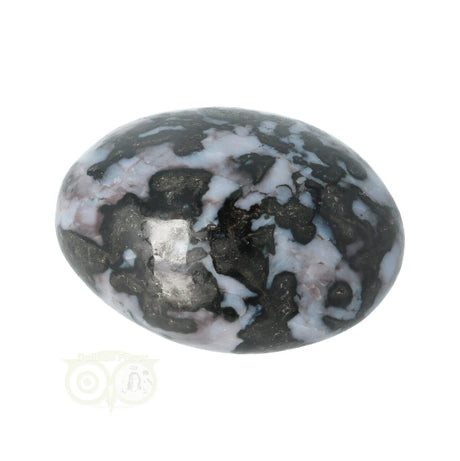 Zwart-grijze Gabbro Merliniet handsteen handgeslepen