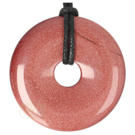 Bruine goudsteen donut hanger nr 11 – uniek stuk edelsteen inclusief waxkoord