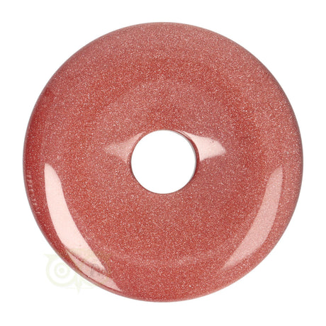 Bruine goudsteen donut hanger nr 11 – edelsteen Ø 5 cm met zwart waxkoord