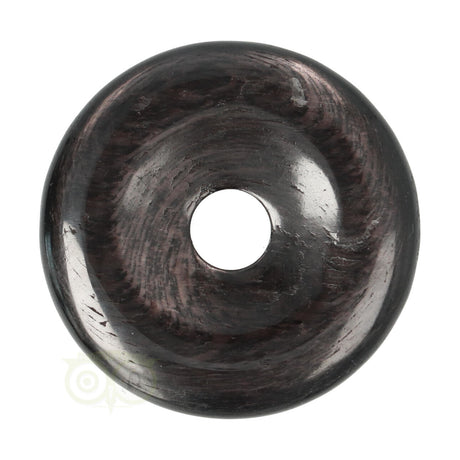 Edelstenen donut hanger hyperstheen – donkergrijze steen met subtiele glans