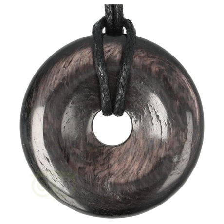 Hyperstheen hanger 4 cm – donutvormige edelsteen met iriserende structuur