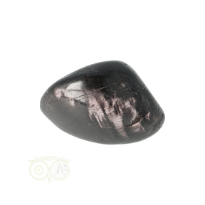 Hyperstheen trommelsteen nr. 20, 26 gram, ronde vorm met donkere satijnglans