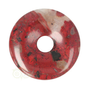 Jaspis Breccie donut hanger nr. 12 met rood-witte kleurstelling
