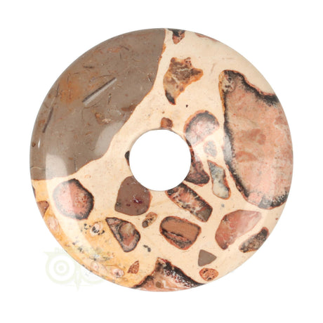 Edelstenen donut hanger kalkooliet leopardiet nr 7 – jaspis conglomeraat met natuurlijke patronen