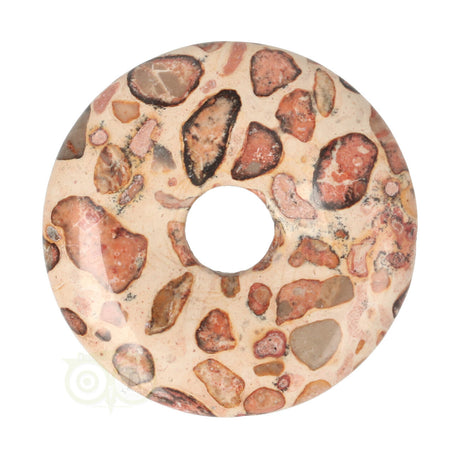 Edelstenen donut hanger kalkooliet leopardiet nr 9 – jaspis conglomeraat met natuurlijke patronen