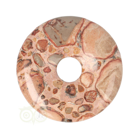 Edelstenen donut hanger kalkooliet leopardiet – jaspis conglomeraat met natuurlijke patronen