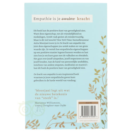 Kracht van empathie Anita Moorjani achterkant – bijna-doodervaring kanker genezing Joe Dispenza Marianne Williamson – Webshop Danielle Forrer
