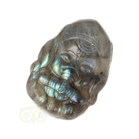 Labradoriet Ganesha carving – edelsteen met iriserende glans en detailvorm