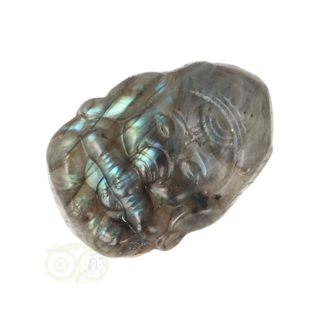 Labradoriet baby Ganesha carving – edelsteen met blauwe en gouden flitsen
