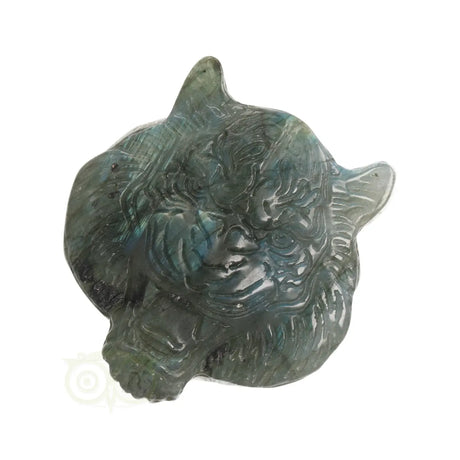 Labradoriet tijger carving – edelsteen met iriserende glans en detailvorm