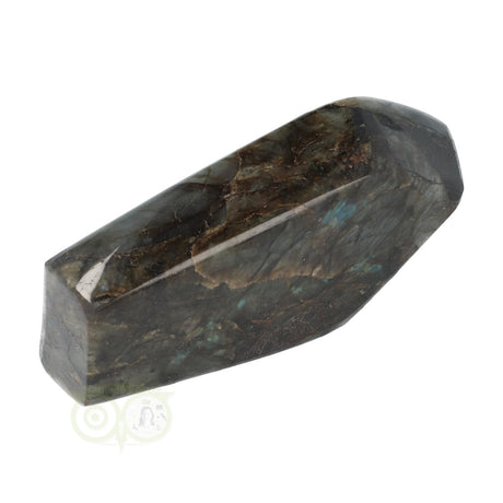 Labradoriet sculptuur met blauwe en goudgele reflecties