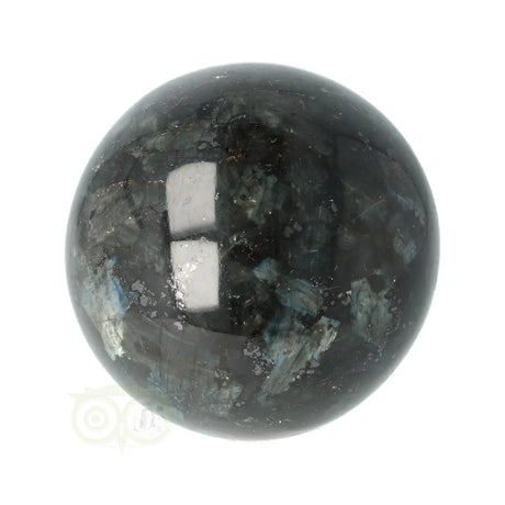 Larvikiet bol nr. 8 Ø 5,13 cm diepzwart blauwe glans – onderaanzicht – Webshop Danielle Forrer
