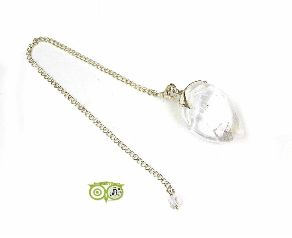 Lotus pendulum with rock crystal point