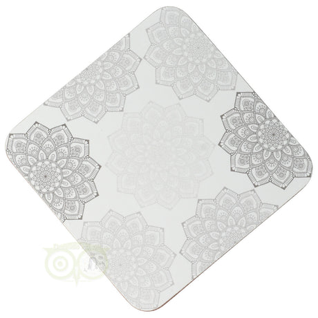 Mandala coasters Gray set of 6