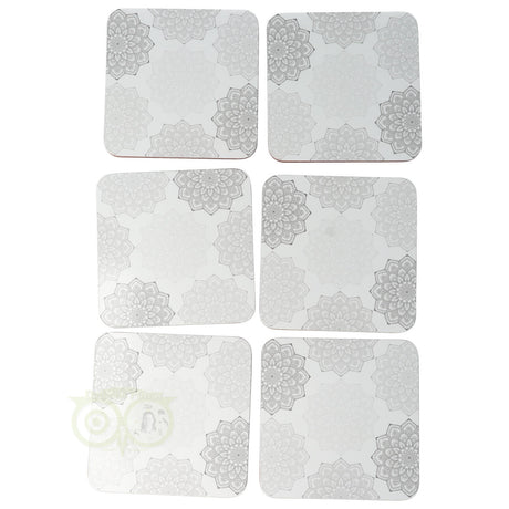 Mandala-Untersetzer, grau, 6er-Set