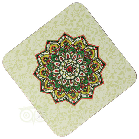 Mandala-Untersetzer, grün, 6er-Set