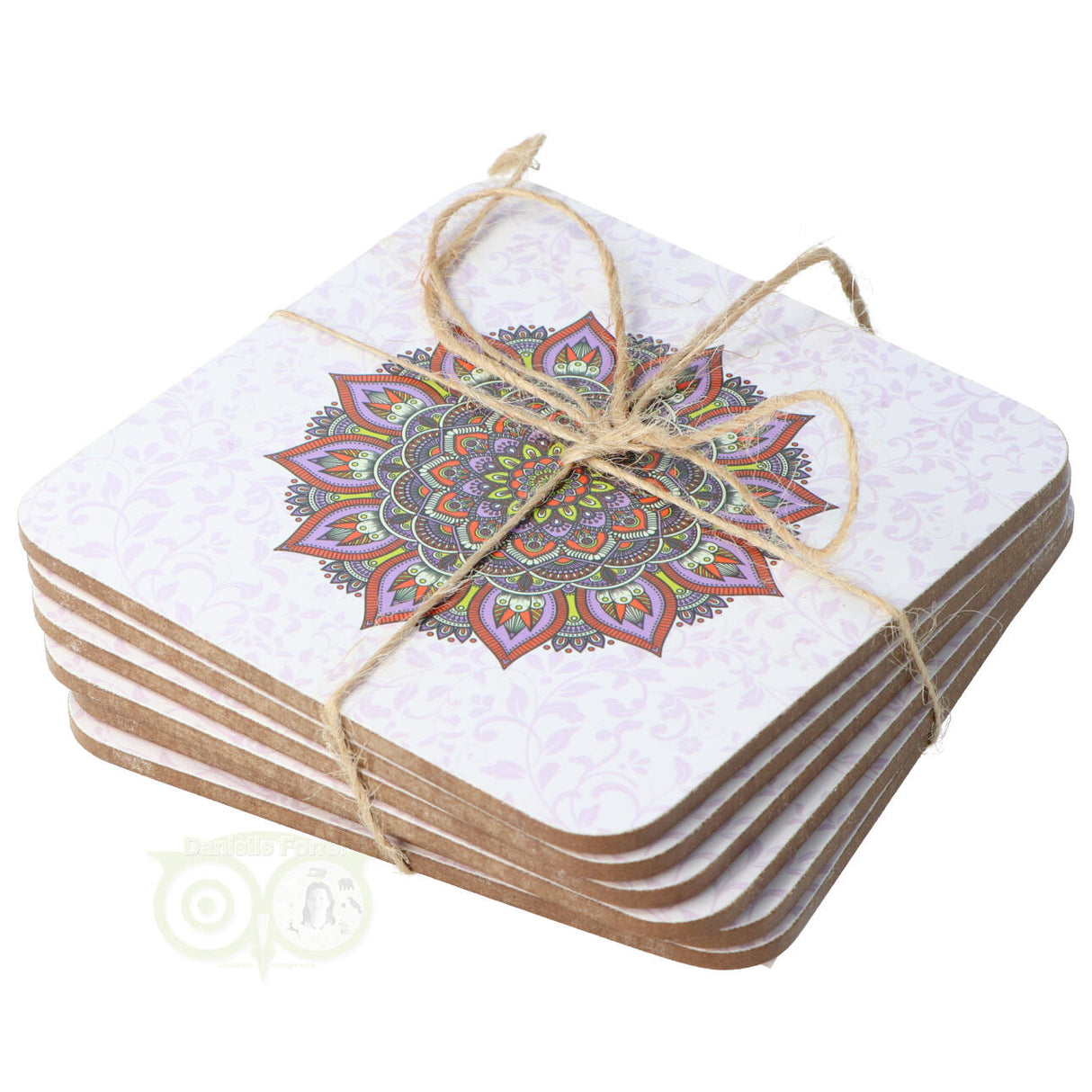 Mandala onderzetters paars set van 6