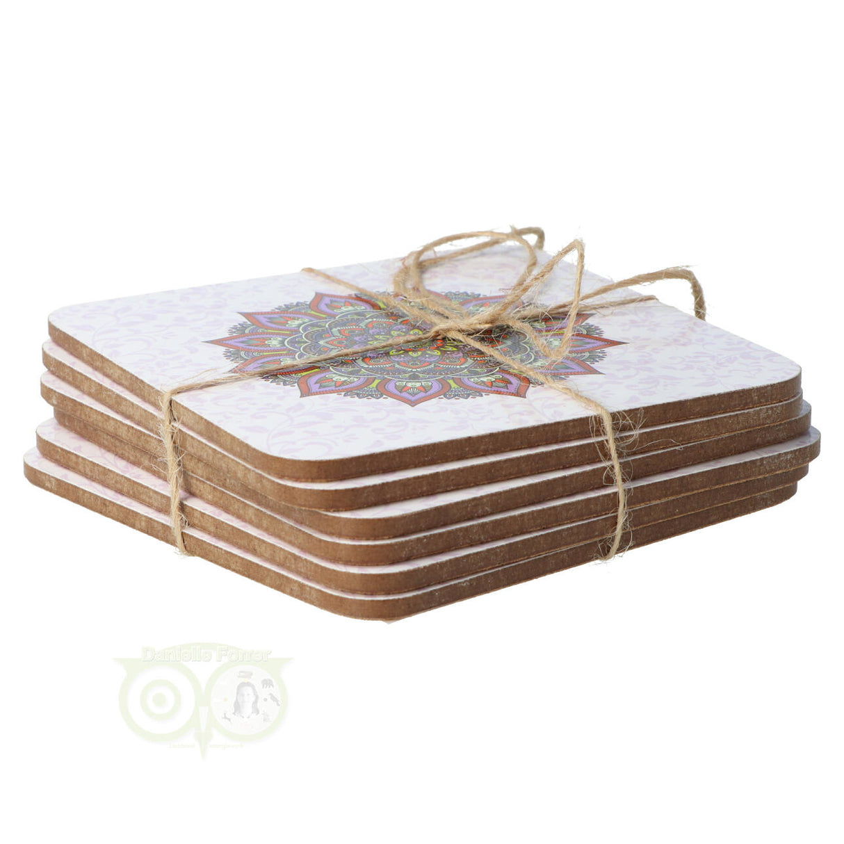 Mandala onderzetters paars set van 6